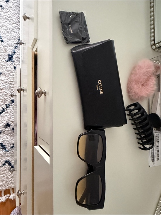 Celine Accessories - Celine Black Sunglasses with Gold Logo Case